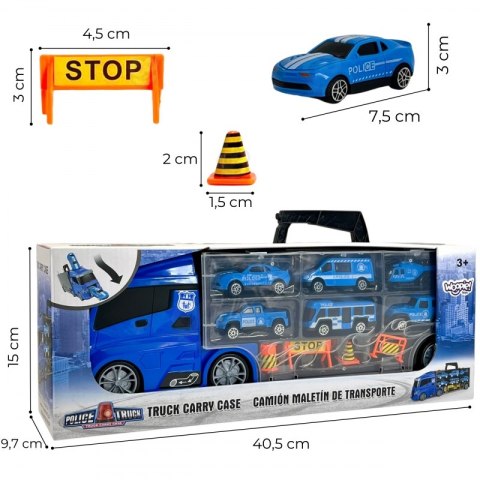WOOPIE Zestaw Cieżarówka Transporter 3w1 Niebieski Policja Woopie WOOPIE Zestaw Cieżarówka Transporter 3w1 Niebieski Policja Woopie