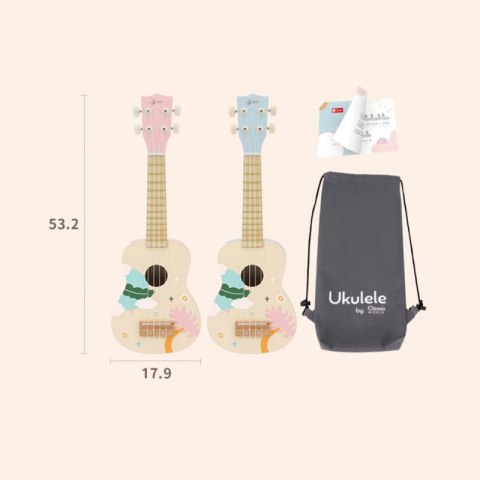 CLASSIC WORLD Drewniane Ukulele Gitara dla Dzieci Różowa Classic World CLASSIC WORLD Drewniane Ukulele Gitara dla Dzieci Różowa Classic World