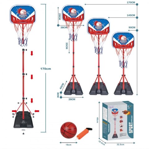 WOOPIE Zestaw Koszykówka Wolnostojąca Regulowana Wysokość 90-170cm + Piłka Woopie WOOPIE Zestaw Koszykówka Wolnostojąca Regulowana Wysokość 90-170cm + Piłka Woopie