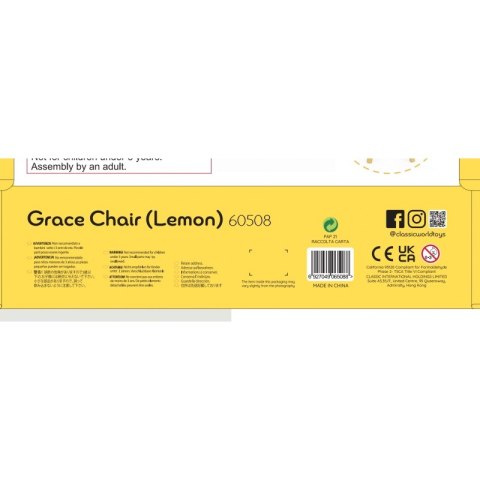 CLASSIC WORLD Pastelowe Krzesełko Grace dla Dzieci 3+ (Lemon) Classic World CLASSIC WORLD Pastelowe Krzesełko Grace dla Dzieci 3+ (Lemon) Classic World