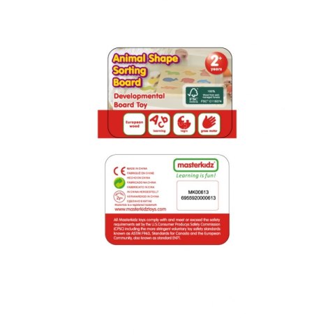 Drewniany Sorter Kształtów Masterkidz Kolorowe Zwierzątka Masterkidz