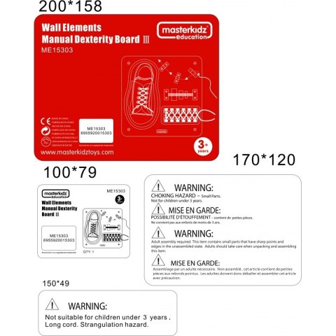 MASTERKIDZ Tablica Edukacyjna - Zręczność Manualna Sznurowanie Masterkidz