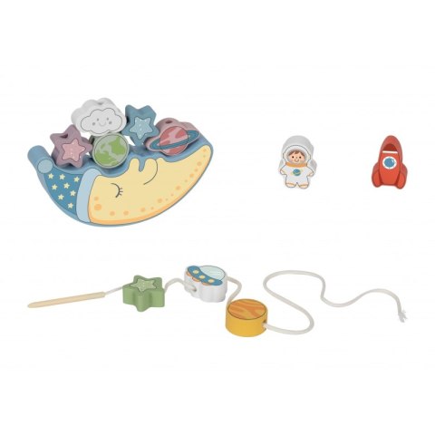 TOOKY TOY Kosmiczny Śpiący Księżyc Balansująca Układanka Drewniana Nawlekanka Montessori Tooky Toy