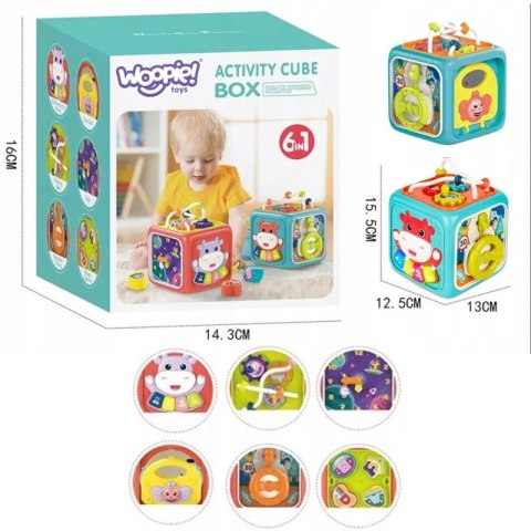 WOOPIE Kostka Sensoryczna Edukacyjna Montessori Sorter 6w1 Woopie