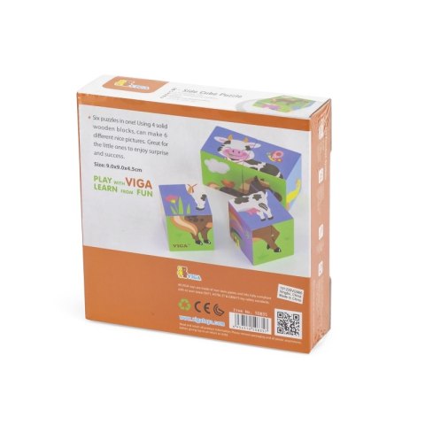 Drewniana układanka Farma Puzzle Viga Toys 4 klocki Viga Toys
