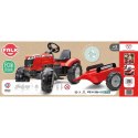 FALK Traktor Massey Ferguson Czerwony na Pedały z Przyczepką od 3 Lat FALK