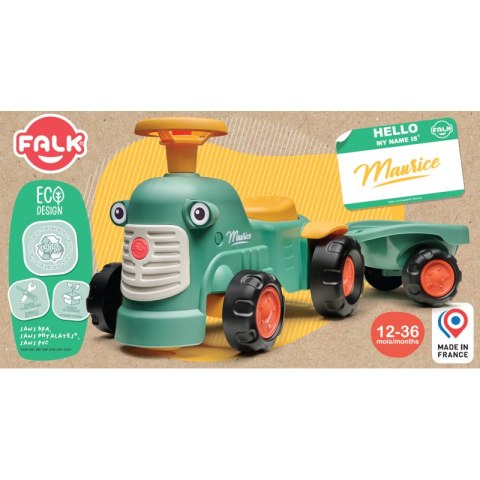 FALK Traktorek Baby Maurice Zielony Vintage z Przyczepką od 1 roku FALK FALK Traktorek Baby Maurice Zielony Vintage z Przyczepką od 1 roku FALK
