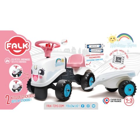 FALK Traktorek Rainbow Biały z Przyczepką od 1 roku FALK FALK Traktorek Rainbow Biały z Przyczepką od 1 roku FALK
