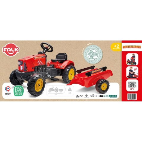 FALK Traktorek Red Supercharger Czerwony Otwierana Maska Od 2 Lat FALK FALK Traktorek Red Supercharger Czerwony Otwierana Maska Od 2 Lat FALK