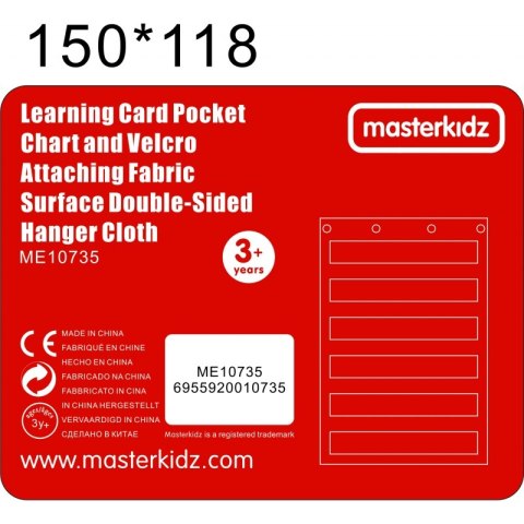 Materiałowy Arkusz Do Wieszania Z Kieszonkami Na Fiszki I Obrazki Masterkidz Czerwony Masterkidz