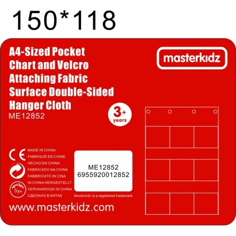 Materiałowy Arkusz Do Wieszania Z Kieszonkami Na Książki i Obrazki Masterkidz Niebieski Masterkidz