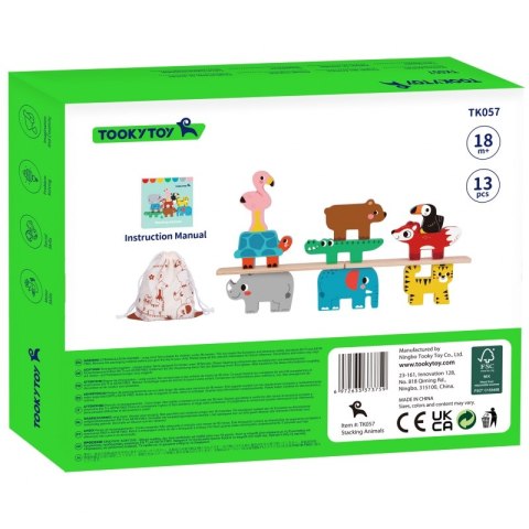TOOKY TOY Drewniane Klocki Zwierzątka 9 Elementów Tooky Toy