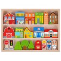 TOOKY TOY Drewniany Zestaw Budynków i Figurek Miasto Policja Szpital Remiza Policjant Doktor Strażak Tooky Toy