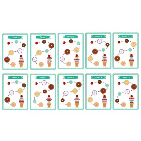 WOOPIE GREEN Drewniane Lody Układanka Montessori Cukiernia 12 el. Woopie