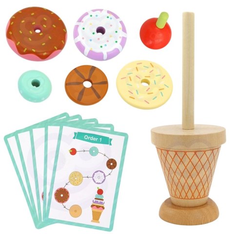 WOOPIE GREEN Drewniane Lody Układanka Montessori Cukiernia 12 el. Woopie