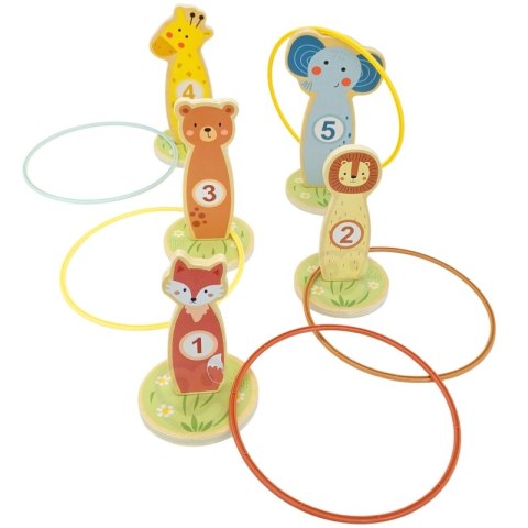 TOOKY TOY Rzut do Celu Drewniana Gra Zręcznościowa Obręcze 15 el. Tooky Toy