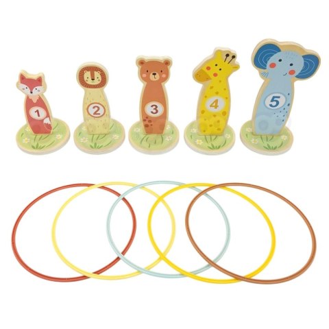 TOOKY TOY Rzut do Celu Drewniana Gra Zręcznościowa Obręcze 15 el. Tooky Toy