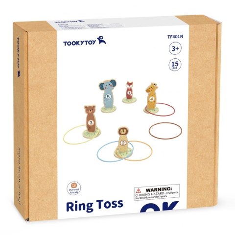 TOOKY TOY Rzut do Celu Drewniana Gra Zręcznościowa Obręcze 15 el. Tooky Toy