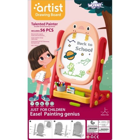 WOOPIE Dwustronna Tablica Magnetyczna do Rysowania i Nauki Liczb oraz Liter 56 el. Woopie