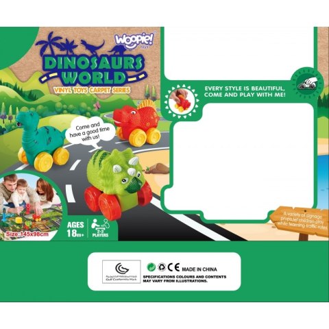 WOOPIE Mata Droga dla Samochodzików Zestaw Dinozaury Auta + Znaki Drogowe Woopie