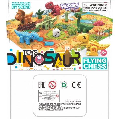 WOOPIE Zestaw Konstrukcyjny 2w1 Gra Planszowa Dinozaury + Kostka 46 el. Woopie