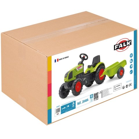 FALK Traktor Claas Zielony na Pedały z Przyczepą + Klakson od 2 Lat. FALK FALK Traktor Claas Zielony na Pedały z Przyczepą + Klakson od 2 Lat. FALK