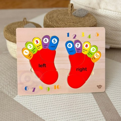 TOOKY TOY Edukacyjna Drewniana Układanka Dłonie i Stopy Nauka Liczenia i Kolorów Tooky Toy