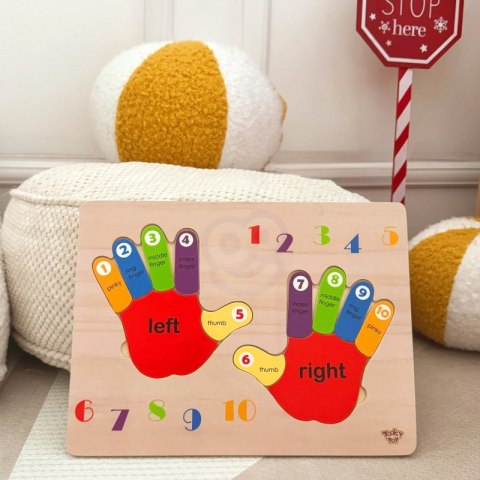 TOOKY TOY Edukacyjna Drewniana Układanka Dłonie i Stopy Nauka Liczenia i Kolorów Tooky Toy