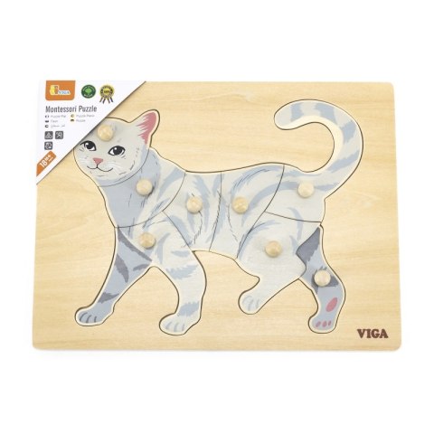 VIGA Drewniane Puzzle Montessori Kot z Pinezkami Viga Toys VIGA Drewniane Puzzle Montessori Kot z Pinezkami Viga Toys
