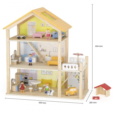 VIGA Zestaw Drewniany Domek dla Lalek z Laleczkami i Akcesoriami Viga Toys VIGA Zestaw Drewniany Domek dla Lalek z Laleczkami i Akcesoriami Viga Toys