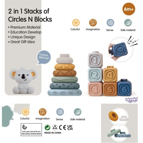 WOOPIE BABY Zestaw Edukacyjny 3w1 Piramidka Klocki Gryzak Woopie