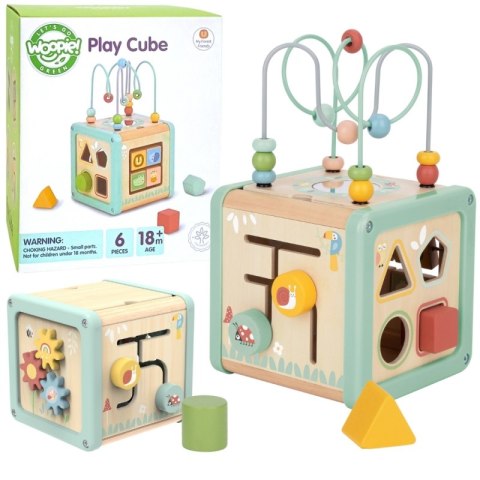 WOOPIE GREEN Drewniana Kostka Aktywności Multifunkcyjna Edukacyjna Sorter Woopie Let's Go Green WOOPIE GREEN Drewniana Kostka Aktywności Multifunkcyjna Edukacyjna Sorter Woopie Let's Go Green