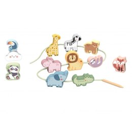 WOOPIE GREEN Drewniana Nawlekanka Klocki Przeplatanka ZOO Montessori 13 el. Woopie Let's Go Green