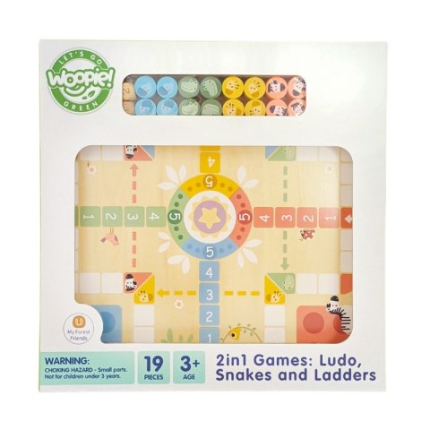 WOOPIE GREEN Gry Planszowe Logiczne 2w1 Ludo Chińczyk + Uwolnij Zwierzątka Woopie Let's Go Green WOOPIE GREEN Gry Planszowe Logiczne 2w1 Ludo Chińczyk + Uwolnij Zwierzątka Woopie Let's Go Green