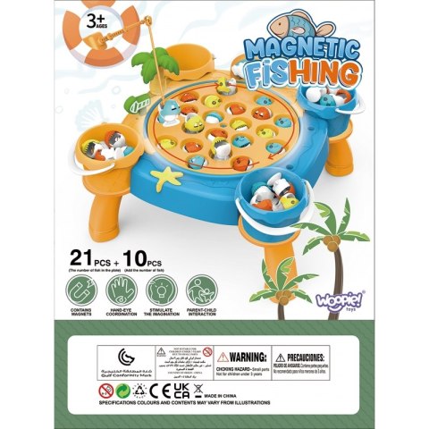 WOOPIE Gra Rybacka Zestaw Łowienie Rybek na Magnes Niebieski 36 el. Woopie