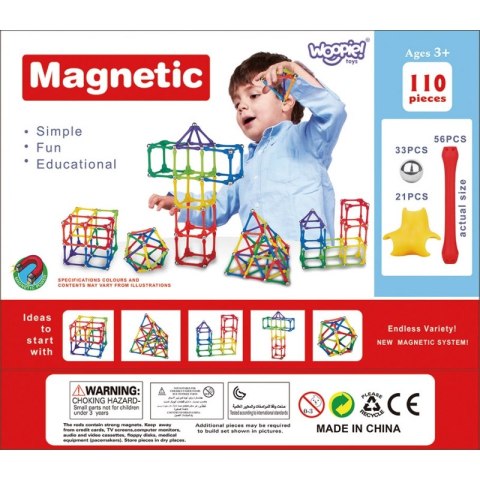 WOOPIE Klocki Magnetyczne Konstrukcyjne Układanka Kreatywna 110 el. Woopie