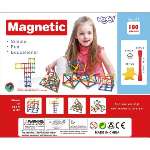 WOOPIE Klocki Magnetyczne Konstrukcyjne Układanka Kreatywna 180 el. Woopie