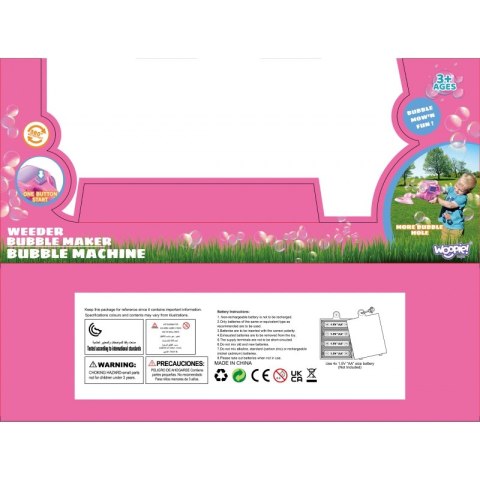 WOOPIE Kosiarka Ręczna Maszyna do Robienia Baniek Mydlanych Różowa Woopie