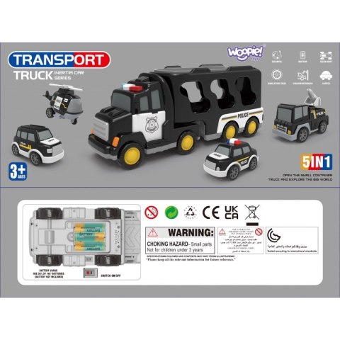 WOOPIE Laweta Drogowa Zestaw 5 Aut - Policja Woopie