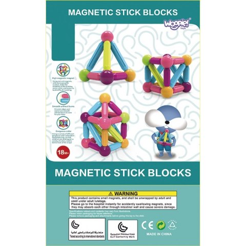 WOOPIE Magnetyczne Klocki Konstrukcyjne Edukacyjne Duże Grube 38 el. Woopie
