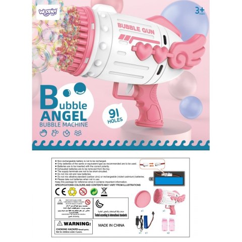 WOOPIE Pistolet do Robienia Baniek Mydlanych 91 Otworów Różowy Woopie
