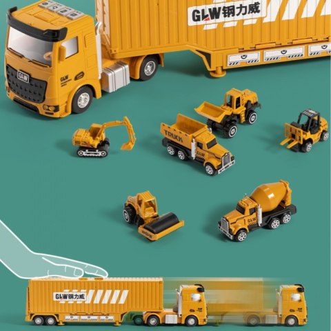 WOOPIE Samochód Ciężarowy 6w1 Zestaw Budowy Dźwig Resoraki Akcesoria Woopie