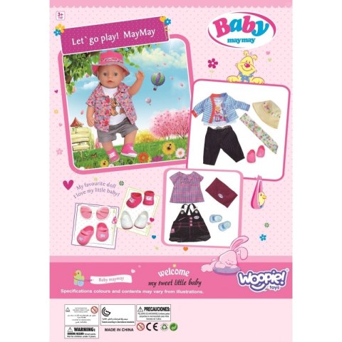 WOOPIE Ubranko dla Lalki Zestaw Sukienka Czapeczka 43 - 46 cm Różowy Woopie