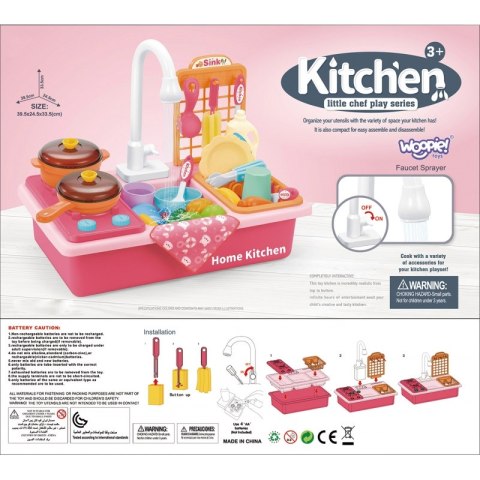 WOOPIE Zlewozmywak 2w1 Kuchnia dla Dzieci Różowa Woopie
