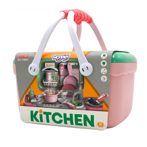 WOOPIE Zestaw Małego Kucharza 2w1 Kuchnia Przenośna w Koszyku 30 el Woopie