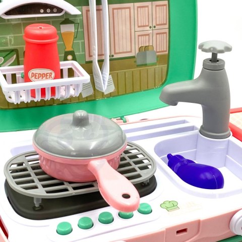 WOOPIE Zestaw Małego Kucharza 2w1 Kuchnia Przenośna w Koszyku 30 el Woopie