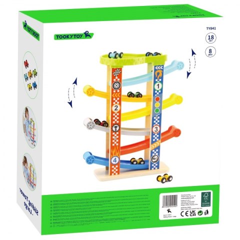 TOOKY TOY Kolorowa Zjeżdżalnia Tor Dla Samochodów Tooky Toy TOOKY TOY Kolorowa Zjeżdżalnia Tor Dla Samochodów Tooky Toy