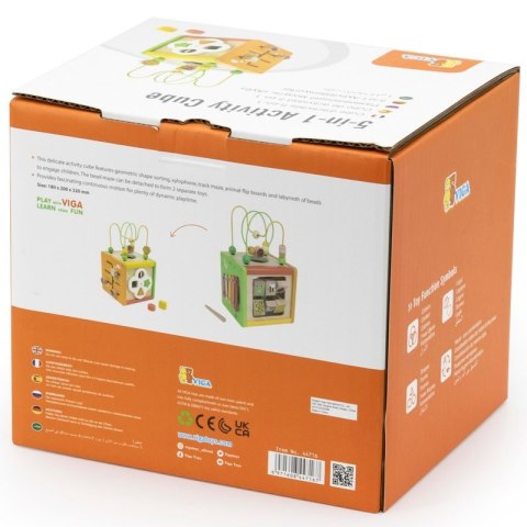 VIGA Drewniana Kostka Edukacyjna 5w1 Viga Toys VIGA Drewniana Kostka Edukacyjna 5w1 Viga Toys