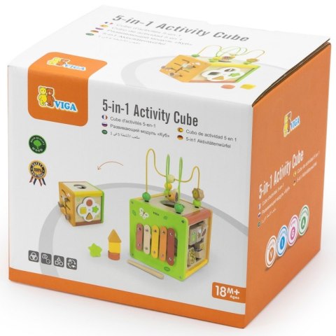 VIGA Drewniana Kostka Edukacyjna 5w1 Viga Toys VIGA Drewniana Kostka Edukacyjna 5w1 Viga Toys