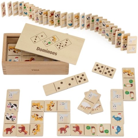 VIGA Drewniane Domino 2w1 Zwierzęta i Liczby Viga Toys VIGA Drewniane Domino 2w1 Zwierzęta i Liczby Viga Toys